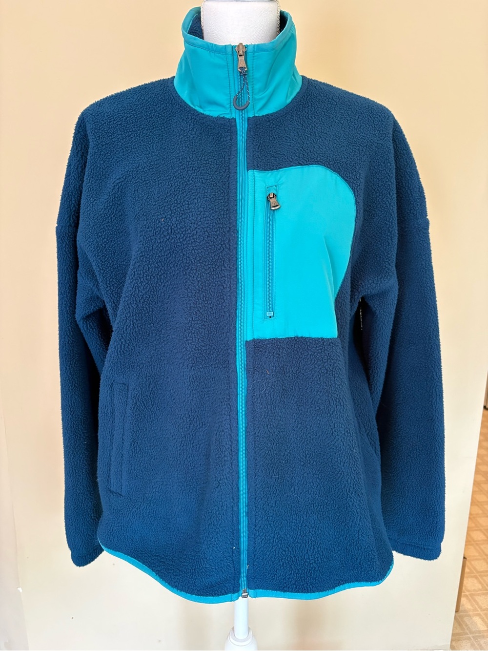 Deep teal Fleece Jacket with Teal Accents